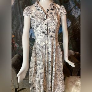 Hearts & Roses London black and white floral dress pinup 8